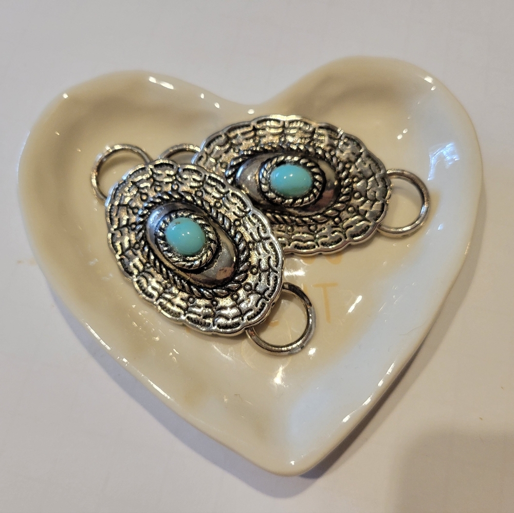 Faux Tilly Turquoise Concho & Faux Silver Slide for Twilly - Picture 5 of 9